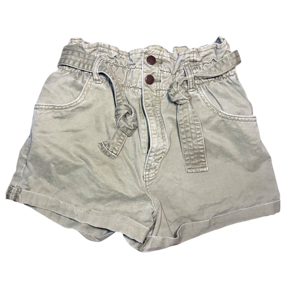 Abercrombie & Fitch Women Green Paperbag Waist Tie Shorts Small High Rise